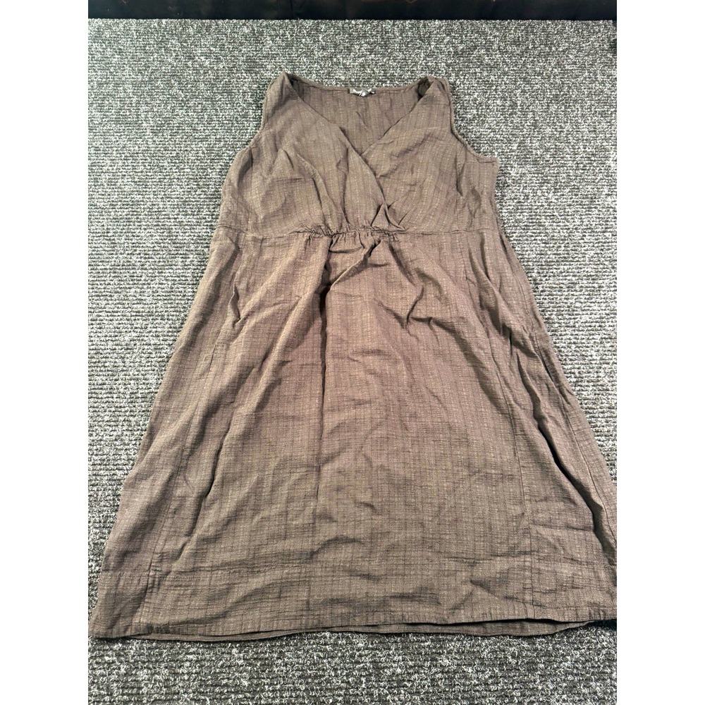 Eileen Fisher Women's L BlackPleated V-Neck Sleeveless Midi Dress